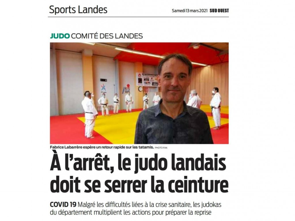 Image de l'actu 'SudOuest : A l'arrêt, le judo landais doit se serrer la ceinture'